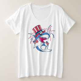 Red White Blue Patriotic Shark 4. Juli Große Größe T-Shirt