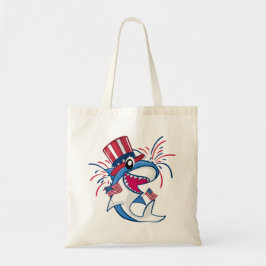 Red White Blue Patriotic Shark 4. Juli Tragetasche
