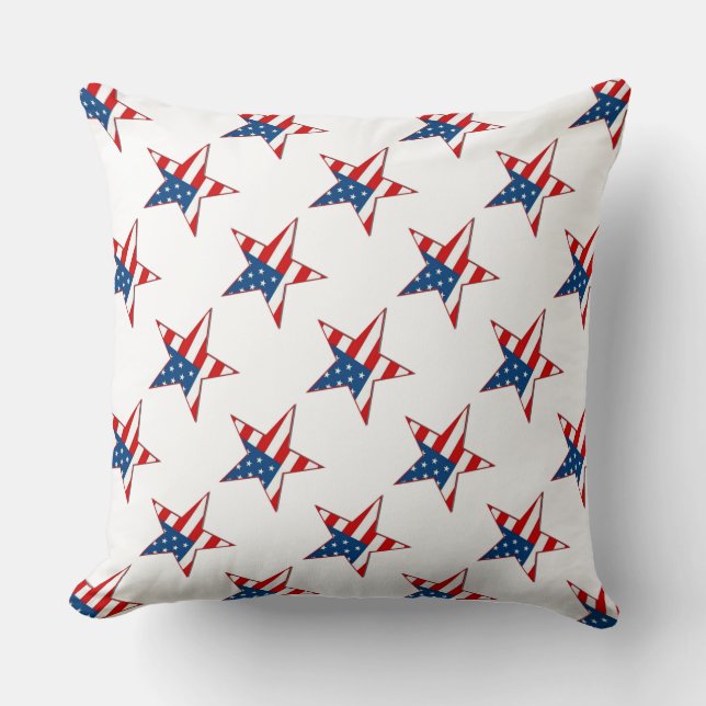 Red White & Blue Patriotic Stars Throw Kissen (Vorderseite)