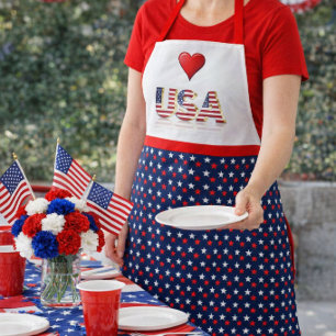 Red White Blue Patriotic USA 4. Juli Schürze