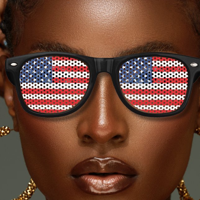 Red White & Blue Patriotic USA Flag Retro Partybrille (usa american flag retro sunglasses)