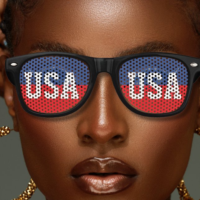 Red White & Blue Patriotic USA Retro Partybrille (red white and blue usa retro sunglasses)