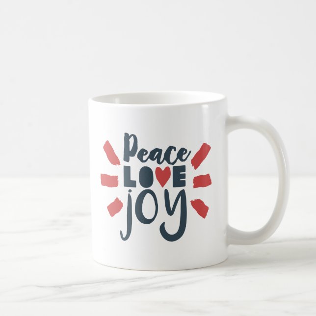Red White Blue Peace Liebe Joey Gift Tasse (Rechts)