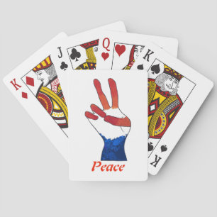 Red White Blue Peace Sign Handspiel Karten Spielkarten