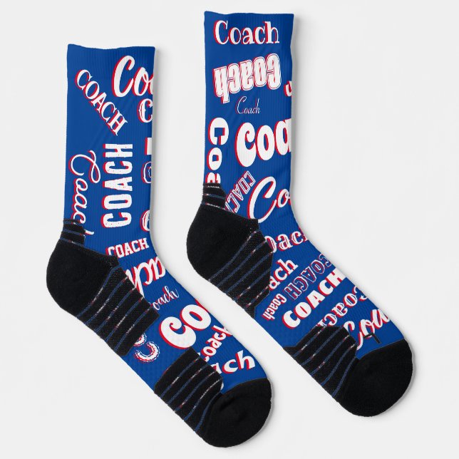 Red White Blue Personalisiert Coach Geschenk Name  Socken (Rechts)