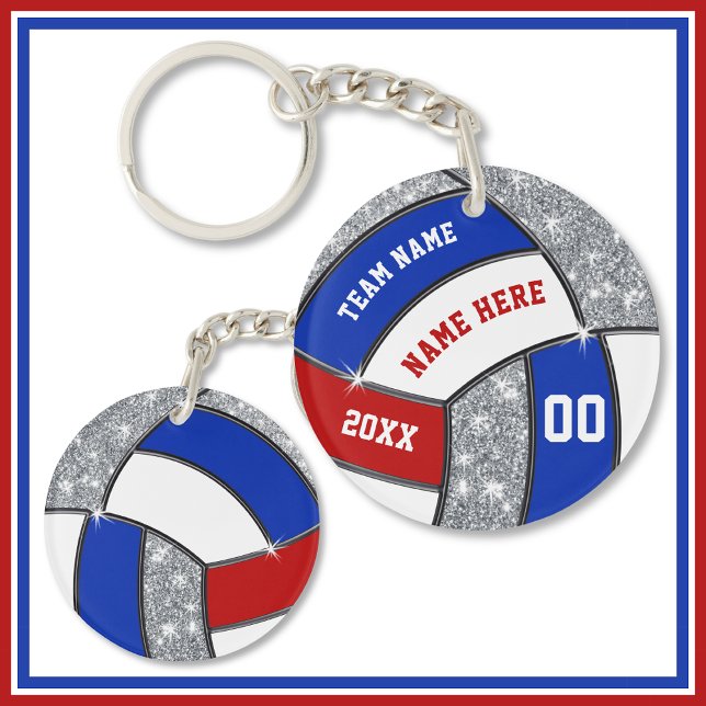 Red White Blue, Personalisierte Volleyball-Schlüss Schlüsselanhänger (Red, White and Blue, Personalized Volleyball Keychains. Volleyball Senior Night Ideas. Volleyball.)