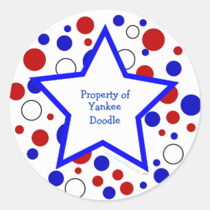 Red White Blue Polka Dot Custom Stickers Template
