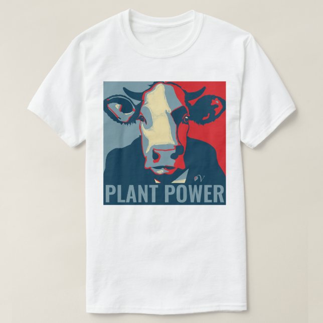 Red White Blue Pop Art Cow Tshirt Pflanze Power (Design vorne)