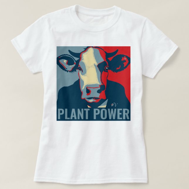 Red White Blue Pop Art Cow Tshirt Pflanze Power (Design vorne)