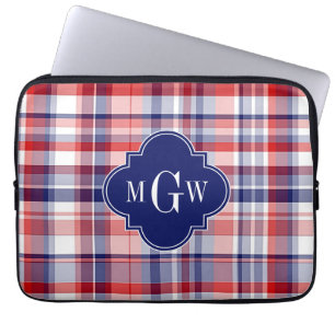 Red White Blue Preppy Monogram Laptopschutzhülle