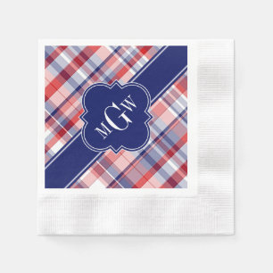 Red White Blue Preppy Monogram Serviette
