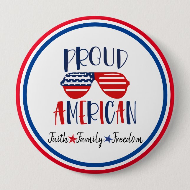 Red White Blue Proud American Patriotic Button (Vorderseite)