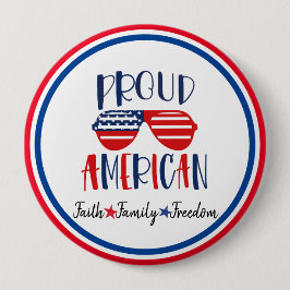 Red White Blue Proud American Patriotic Button