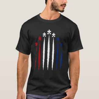 Red White Blue Puzzle Autismus Sensibilisierung 4. T-Shirt