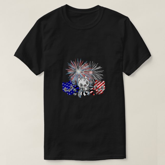 Red White Blue Raccoon Feuerwerk 4. Juli Shirt (Design vorne)