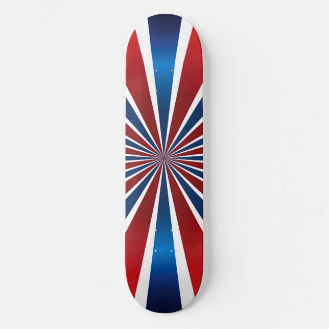 Red White Blue Radial Muster Skateboard (Vorderseite)
