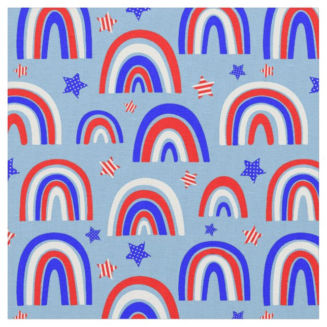 Red White Blue Retro Rainbow Stoff (Nahaufnahme)