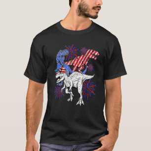 Red White Blue Rex Dinosaur Funny 4. Juli Patr T-Shirt