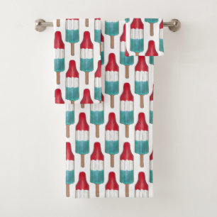Red White Blue Rocket Pop Popsitic Patriotic USA Badhandtuch Set