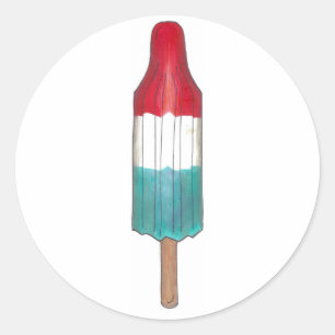 Red White Blue Rocket Pop Popsitic Patriotic USA Runder Aufkleber