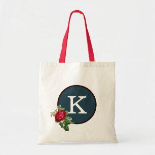 Red White Blue Rose Muster Elegante Monogram Tasch Tragetasche