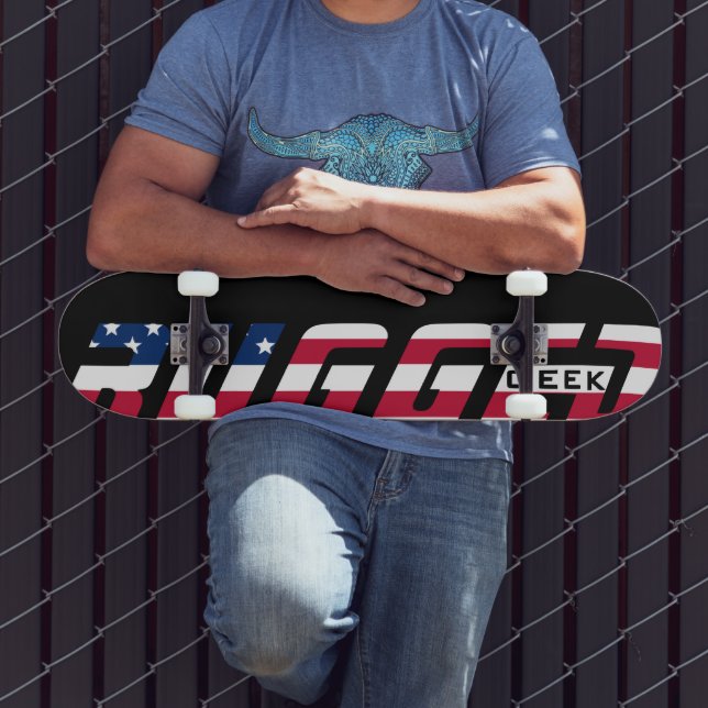 Red white blue RUGGGED GEEK US Flag Skateboard (Außenbereich 3)