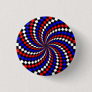 Red White Blue Schachbrett Spiral von Kenneth Yonc Button