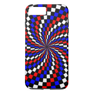 Red White Blue Schachbrett Spiral von Kenneth Yonc Case-Mate iPhone Hülle