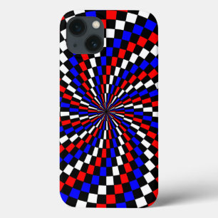 Red White Blue Schachbrett Spiral von Kenneth Yonc Case-Mate iPhone Hülle