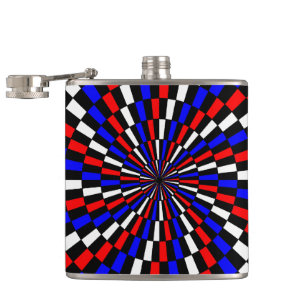 Red White Blue Schachbrett Spiral von Kenneth Yonc Flachmann