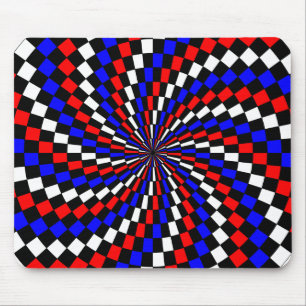 Red White Blue Schachbrett Spiral von Kenneth Yonc Mousepad