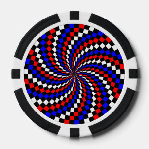 Red White Blue Schachbrett Spiral von Kenneth Yonc Pokerchips