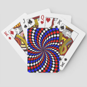 Red White Blue Schachbrett Spiral von Kenneth Yonc Spielkarten