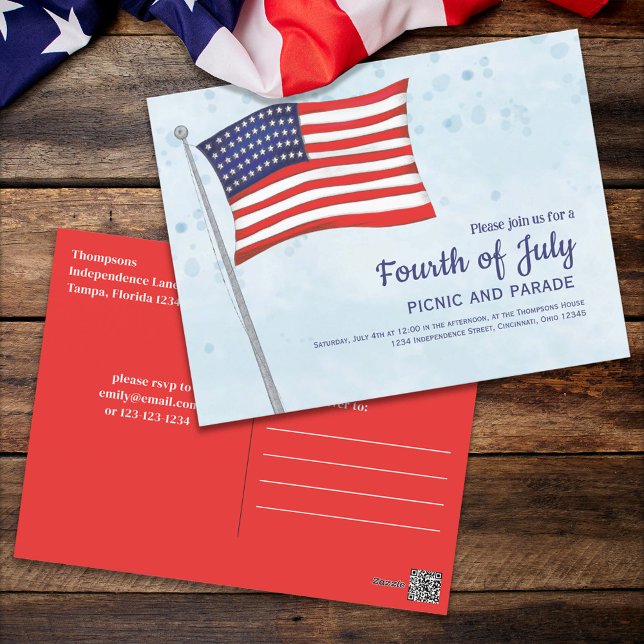 Red White Blue Simple American Flag Postkarte (Von Creator hochgeladen)