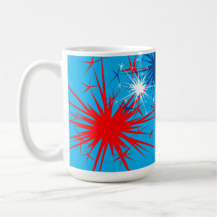 Red White Blue Sparks Patriotic Fireworks Holiday Kaffeetasse