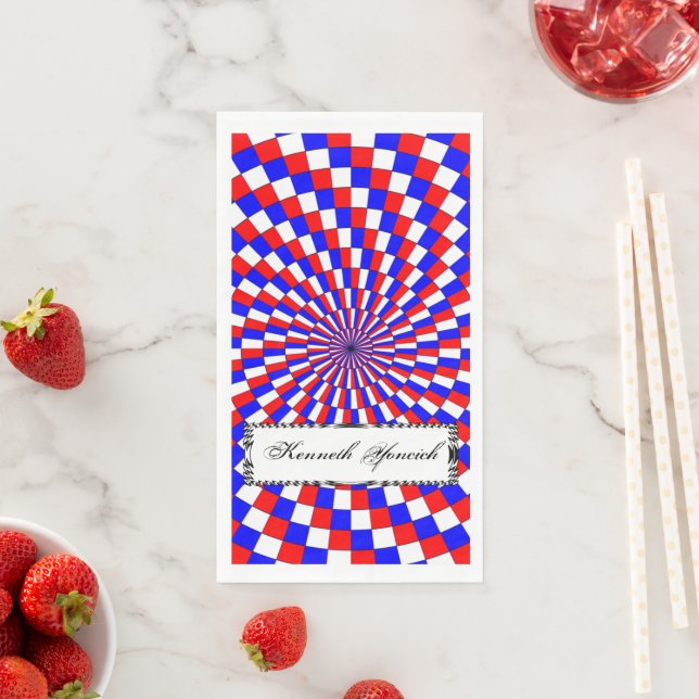 Red White Blue Spiral von Kenneth Yoncich Serviette (Beispiel)