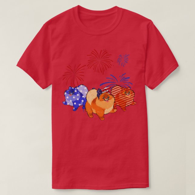 Red White Blue Spitz American Flag 4. Juli T-Shirt (Design vorne)