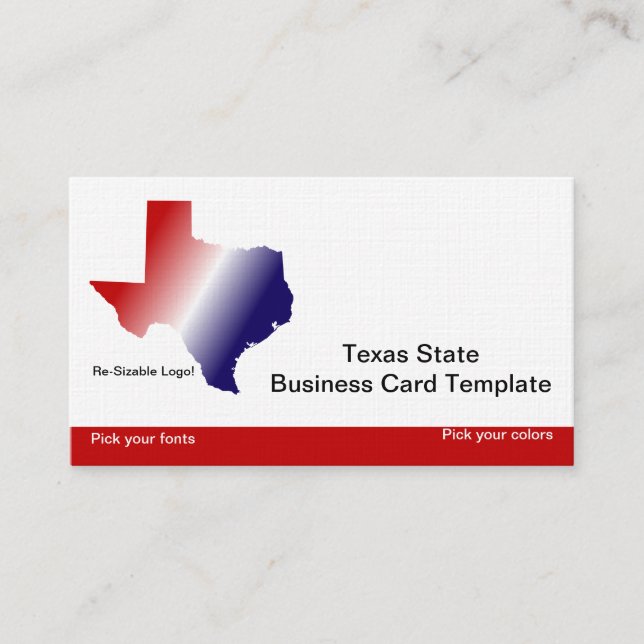 Red, White Blue Staat Texas Logo Visitenkarte (Vorderseite)