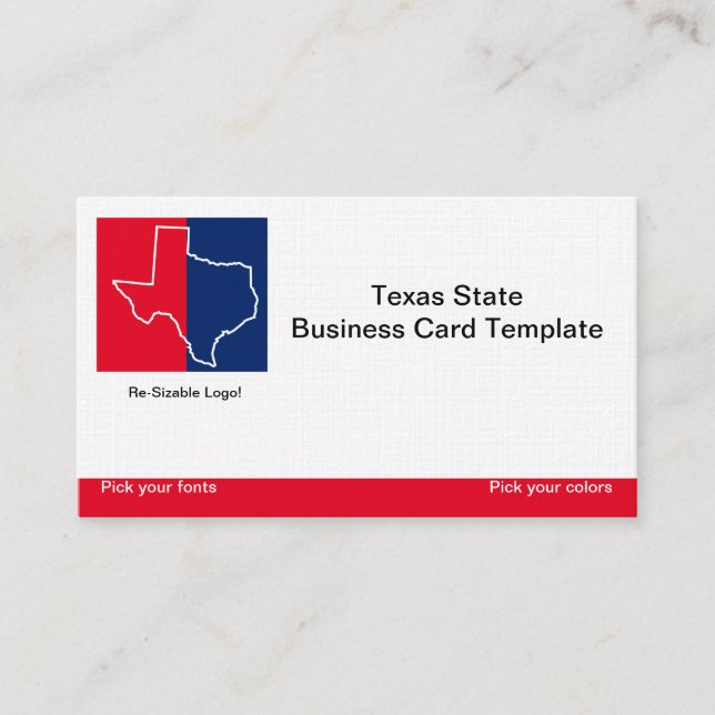Red, White Blue Staat Texas Logo Visitenkarte (Vorderseite)
