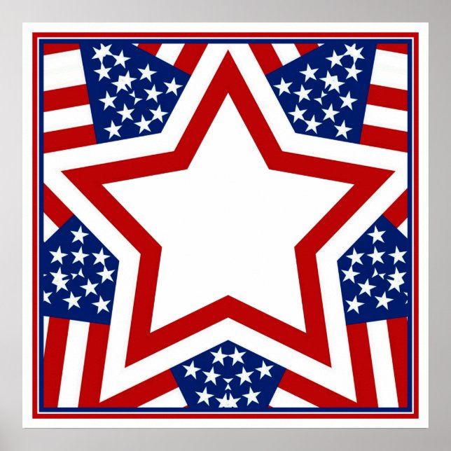 Red White & Blue Star Design zum Hinzufügen von Te Poster (Vorne)