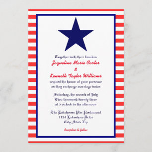 Red White & Blue Star - Einladung zur Hochzeit