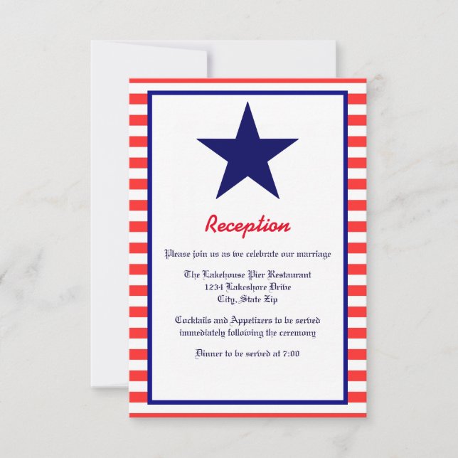 Red White & Blue Star - Empfang Einladung (Vorderseite)