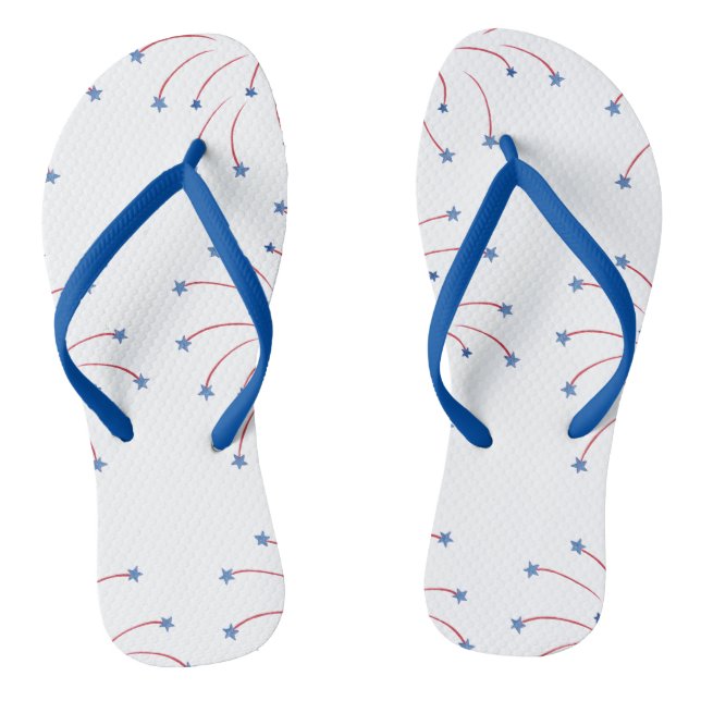 Red White Blue Star Fireworks FlipFlops (Fußbett)