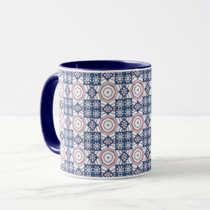 Red White Blue Star Quilt Muster Tasse Cup