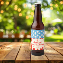Red White & Blue Star & Stripe Familienname Barbec