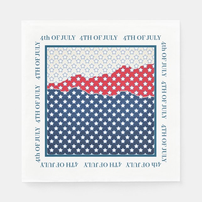 Red White & Blue Stars 4. Jly Serviette (Vorderseite)