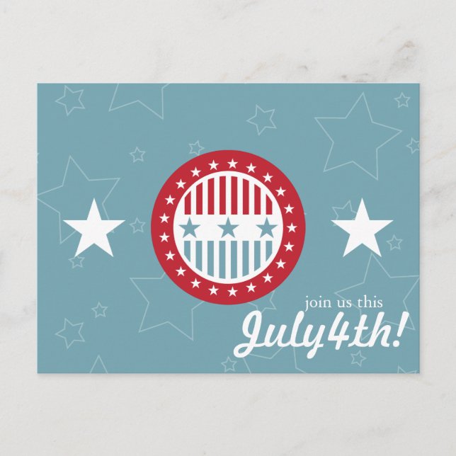 Red White & Blue Stars 4. Juli Postkarten (Vorderseite)