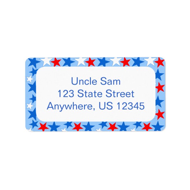 Red White & Blue Stars Adressaufkleber (Vorne)