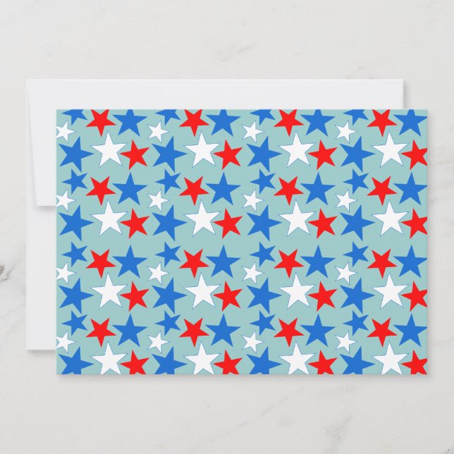 Red White & Blue Stars Einladung (Vorderseite)