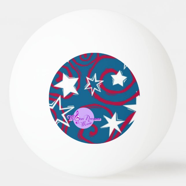 Red White & Blue Stars Ping Pong Ball Tischtennisball (Vorderseite)